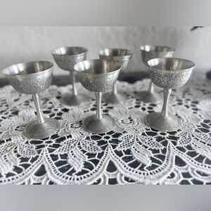 Vintage Norwegian Cups Pewter by Troll Tinnys Handmade **Kingly Gift set of 6